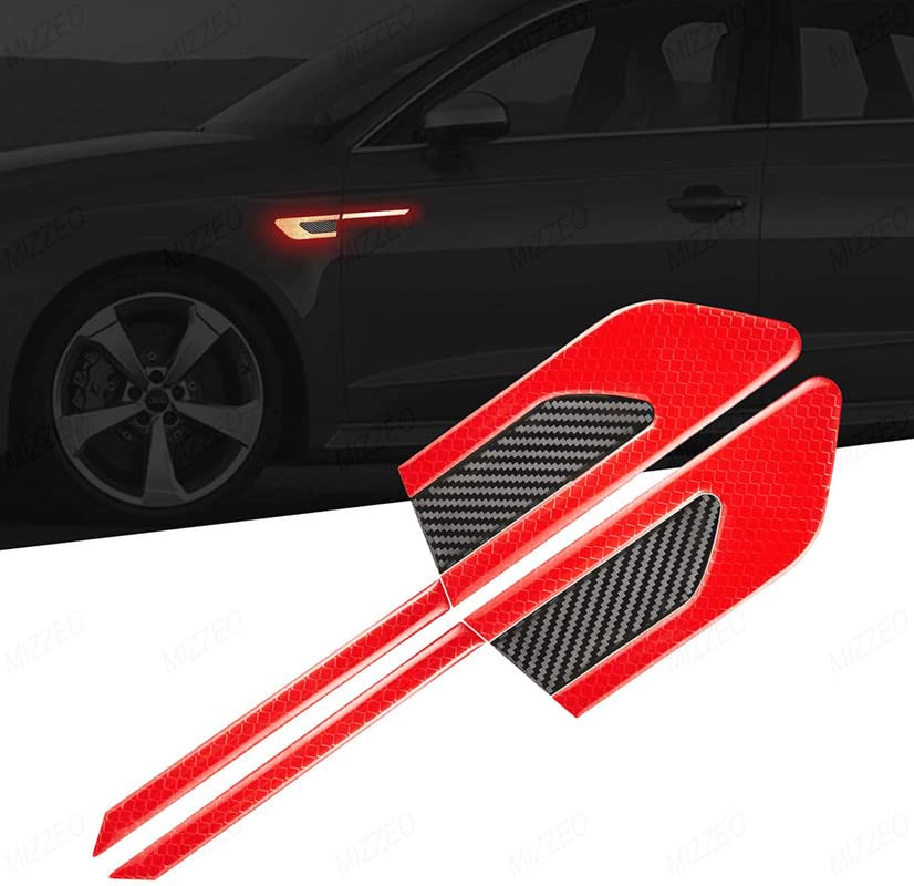 (Red Black) Car Side High Intensity Reflective Bumper Fender Safety Warning Sticker Night Visibility Compatible with Isuzu D-Max V-Cross-image-10