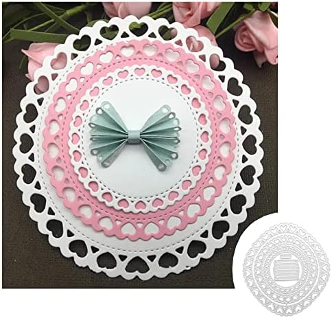 Troqueles de metal con borde de roseta de borde de corazón, troqueles de corte de borde de roseta de corazón, plantillas de corte de papel,