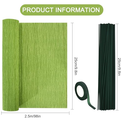 Image of BEISHIDA 12 Rolls Crepe Paper Roll, 12 Colors Crepe Paper Sheet for Flower Making, Flowers Kit with Tape and Wire for Wedding Ceremony, Birthday Holiday Party Decoration,DIY Craft (9.8in x 8ft /Roll)