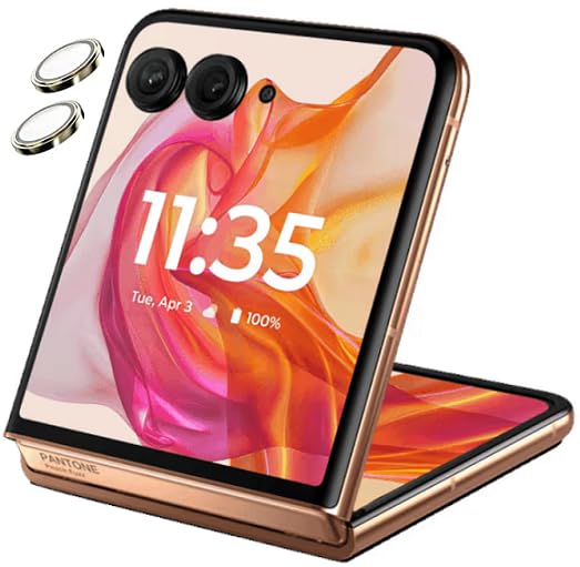Image of [2Pack- Gold Camera Lens Protector for Moto Razr 50 5G Tempered Glass Metal Camera Rings, Ultra HD, 9H Hardness, Anti-Scratch, Case Friendly