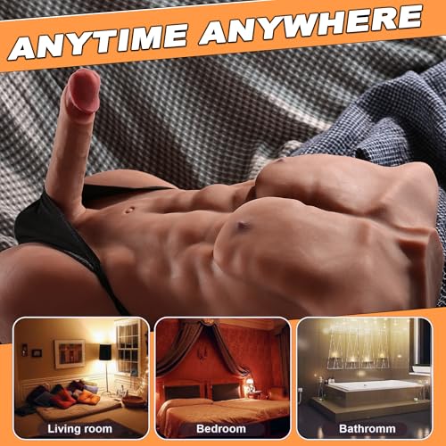 Image of 24LB Muscular Man Male Sex Doll for Women with 6.8in Flexible Huge Dildo, Realistic 3D Muscular Male Torso Sex Toy with Tight Anal for Men Gay Couple, Big Penis for Female Masturbation