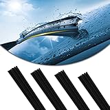 BEYPOVK 4 PCS Car Windshield Wiper Blade Strips, DIY Silicone Bracketless Wiper Blade, Universal Auto Vehicle Insert Rubber Strip Refills