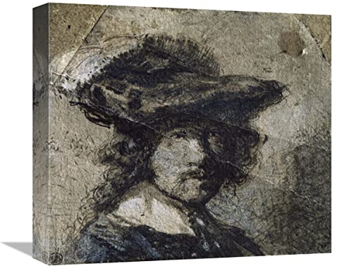 16 in. Self Portrait with Cap of Feathers & a