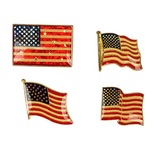 GIFTCO American Flag Metal Pins - Set Of 4