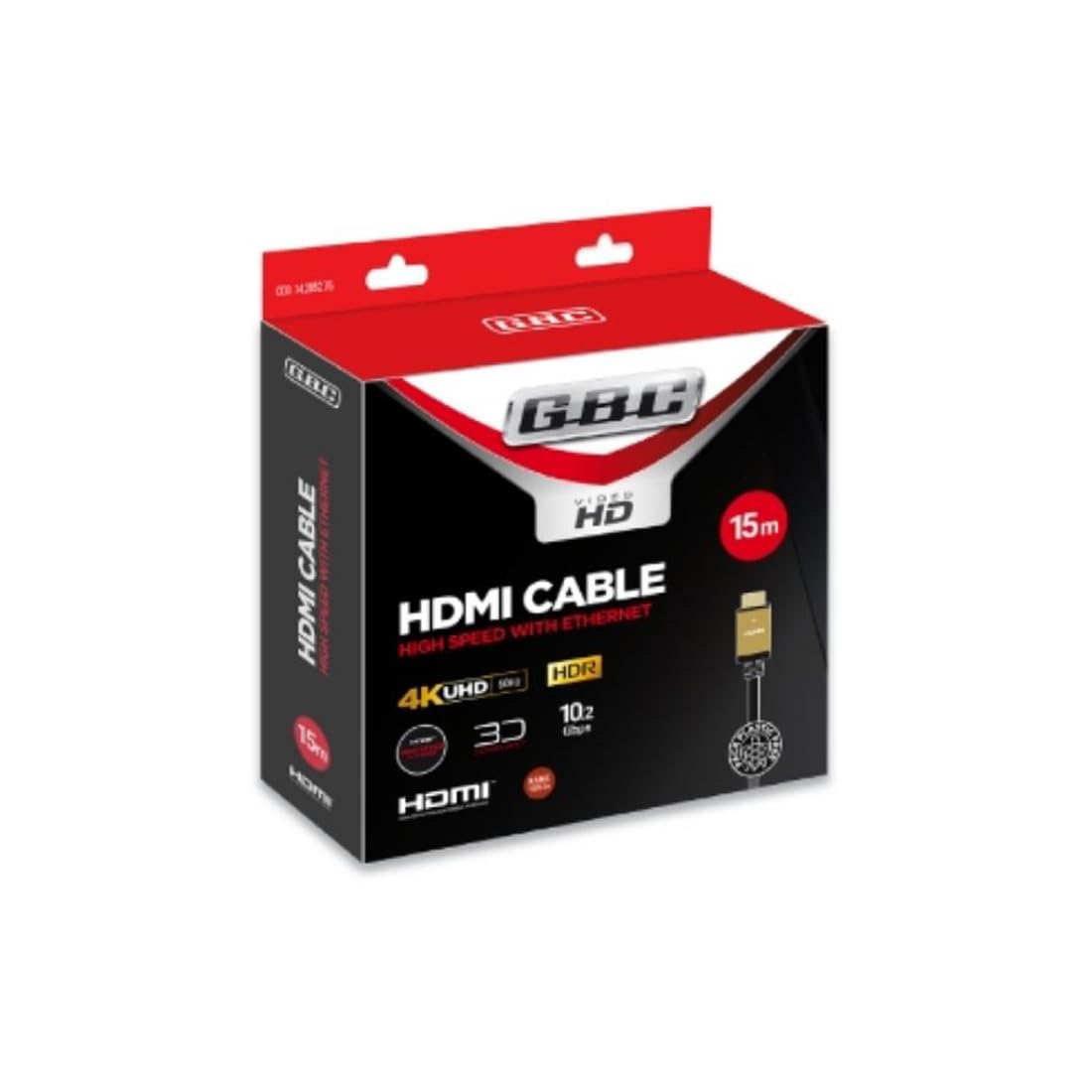 GBC Cable HDMI de alta velocidad con Ethernet, Cable HDMI 4K, Conectores HDMI dorados, 10.2Gbps, 60Hz, 15 Metros