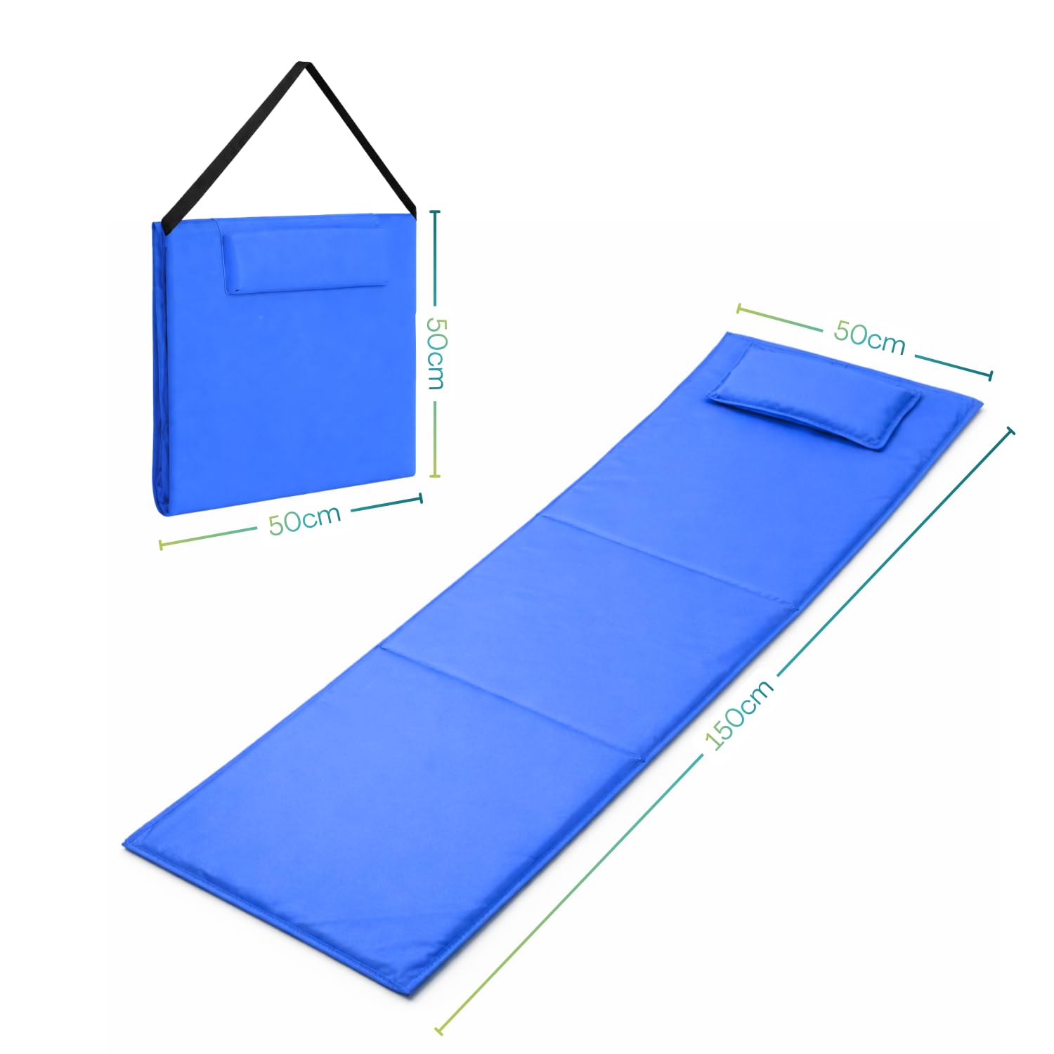 PALUPLUS 2 Materassini Pieghevoli da spiaggia, Misura 150x50x42 cm, Stuoia in Tessuto Oxford, Schienale Regolabile e Cuscino, Lettino con Tracolla per il trasporto -7038F -2,3 (Blu)