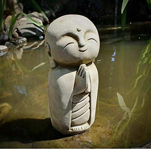 Burgess Home & Garden Stone Lovely Monk Statue | Buddha Oriental Garden Outdoor Decoration Ornament
