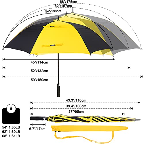 Image of G4Free 47 /54 /62 /68 Inch Automatic Open Golf Umbrella Oversize Extra Large Double Canopy Vented Windproof Waterproof Stick Umbrellas