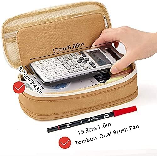 Image of WORSHIPER Big Capacity Pencil Pen Case Bag with Zipper Office College School Storage Large Capacity Bag Pouch Holder Box Organizer Colorful (Special - Gold Colour)