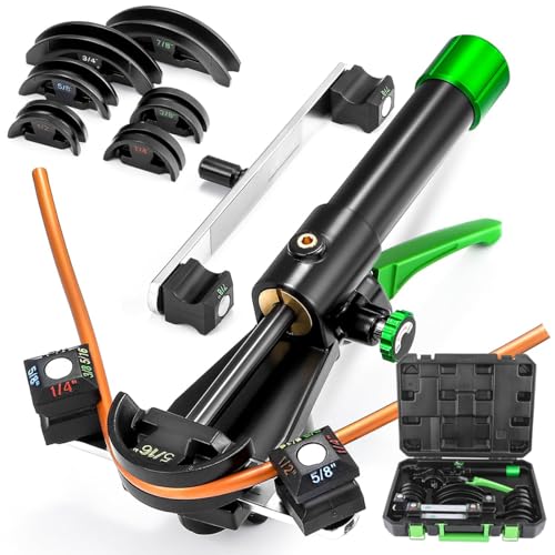 Kit de doblador de tubos hidráulicos, 1/10.2 cm-7/20.3 cm, juego de doblador de tubos de cobre HVAC de 90° con 7 troqueles, para reparación de aire acondicionado de refrigerador