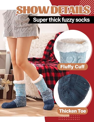 Anlisim Women Slipper Socks Non Slip Fuzzy Fluffy Thick Warm Cabin Cozy Comfy Soft Fleece Home Grips Socks3