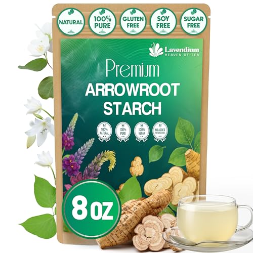 Image of Lavendium, Premium 8oz Arrowroot Powder, 100% Natural & Pure Arrowroot Starch, No Additives or Preservatives, Non-GMO, Gluten-Free, Plant-Based & Vegan, Perfect for Baking, Thickening & Gluten-Free Cooking