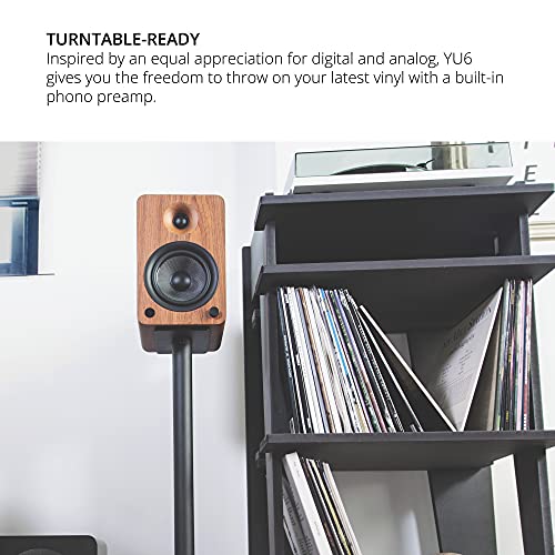 Image of Kanto YU6WALNUT Powered Bookshelf Speakers with Bluetooth and Phono Preamp | Pair | Walnut