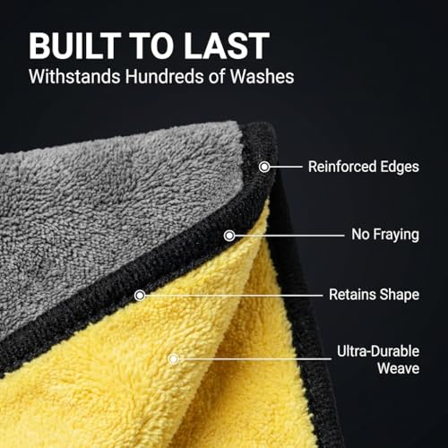 Microfiber Towels for Cars - 15.7" x 15.7" inches, Highly Absorbent Professional Grade Drying Towel Set for Superior Cleaning and Drying Performance