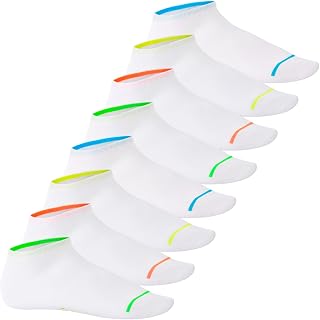 Footstar 8 paia di calze per scarpe da ginnastica fosforescenti unisex - vestibilità comoda grazie alla struttura in elastan e fascia in piqué - qualità celodoro