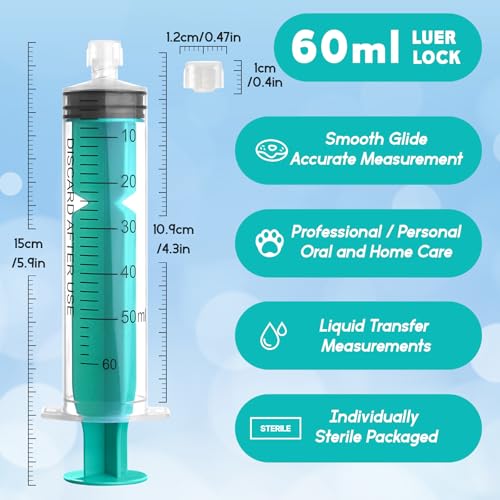 Image of 60ml Syringe without Needle Luer Lock Syringes with Cap, Sterile, 10 Pack