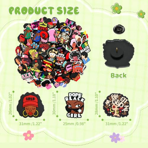 Image of Cute Pins for Backpacks,20-150Pcs Cute Black Girl Fun Black History Month Lapel Pin Brooch Pin Set DIY Decor Accessories gift