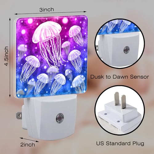 Image of Magic Fantasy Jellyfish Night Light, Glow Jellyfish Marine Life Dusk to Dawn Night Light Plug in, 0.5W Energy Saving Sleep Friendly NightLight for Kids Boys Girls Home Decor