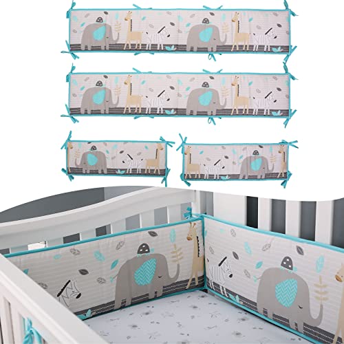 Image of New Crib 4 Sides Cushioned Bumpers Pad, Standard Size Baby Crib Bed Breathable Cotton Pads, Anti-Collision Crib Bedding Set for Boys Girls (MJ-69)
