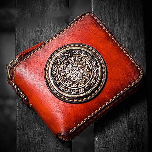 Nine Palaces Gossip First layer cowhide Zip Around Wallet Zipper Clutch Purse Coin Card Slots Collection wallet for men and women2