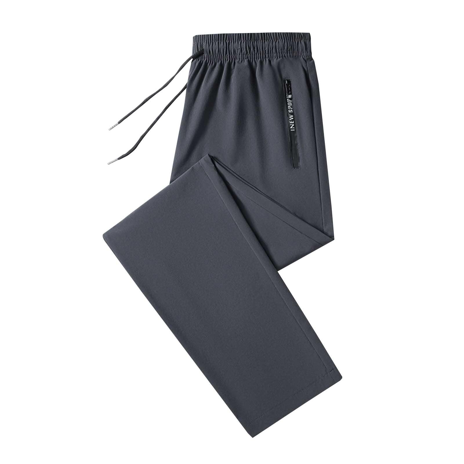 Mens Ice Silk Athletic Sweatpants with Zipper Pockets Breathable Mesh Gym Hiking Trousers Active Track Lounge Pant
