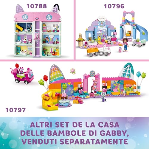 La Casa delle Bambole di Gabby La Stanza della Festa di Gabby, Giochi Creativi per Bambine e Bambini da 4 Anni, Discoteca Giocattolo da Costruire con Personaggi, Accessori da DJ e Scivolo 10797 - Lego - Immagine 5