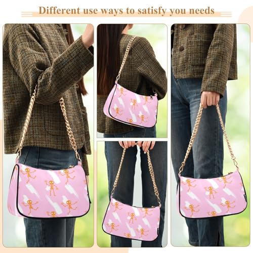 Shoulder Bags for Women Orange Skeletons Tote HandBag Shoulder Bags purse with Chain Zipper Closure3