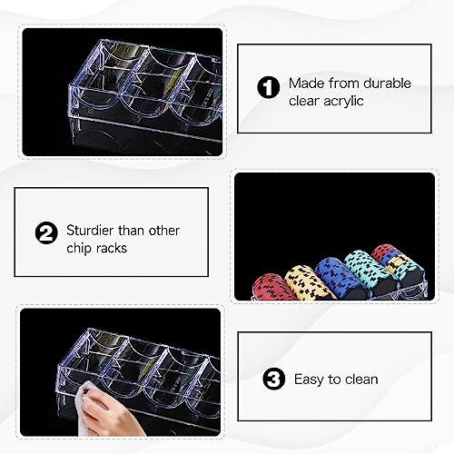 Gse Clear Acrylic Poker Chip Rack With Cover, Casino Grade Poker Chip Tray Rack For Standard Size Chips, Each Holds 100 Chips (5 Pack) #TOP3