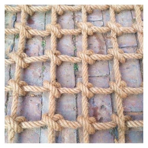 FNUQCOA Nature Jute Rope Decorative Net,Child Safety Net Climbing Netting Garden Balcony Stair Protection Fence Anti(2mx8m,Dia 20mm Cell 25cm)