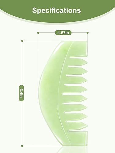 Miniatura 2 de airogym 2 peines de masaje de jade natural, peine de cuero cabelludo raspado Guasha, herramientas de masaje de cabeza multifuncionales, masajeador