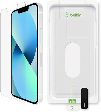Belkin OVA068zz iPhone 13 Mini Protective Glass Film Tempered Glass Made by Japan AGC Asahi Glass Anti-Bacterial, 0.33mm Easy Installation Kit Included