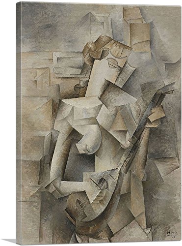 Artcanvas Girl With A Mandolin 1910 Canvas Art Print By Pablo Picasso - 26" X 18" (0.75" Deep) #TOP28