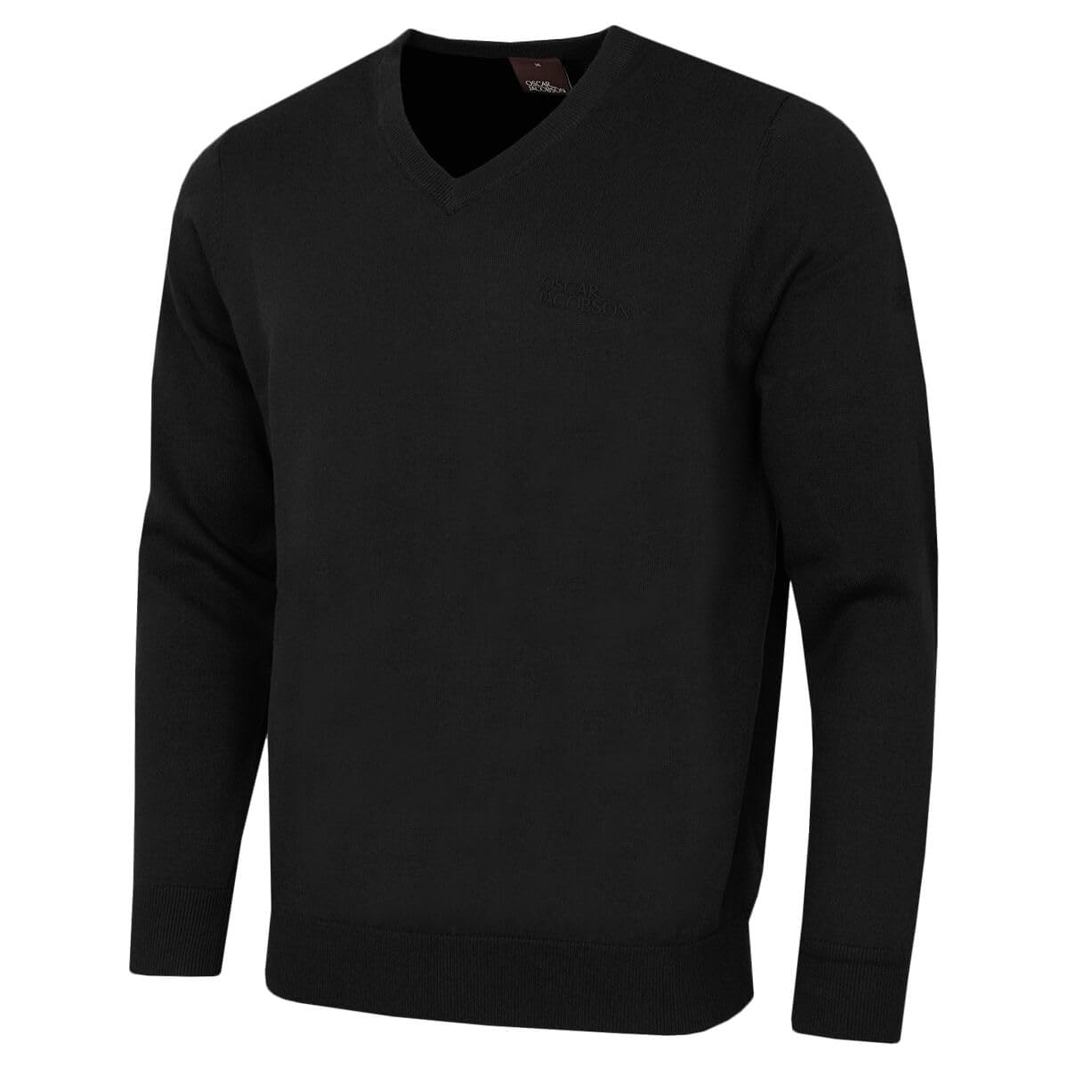Oscar Jacobson Mens Walker V Neck Breathable Sweater - Black - XL