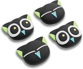 GeekShare Switch 2対応 アナログスティックカバー スイッチ2025 ボタンカバー 親指グリップキャップ シリコン製 コントロール保護カバー 滑り止め 摩擦増え 人間工学デザイン 互換性あり 耐久性高い ライセンス羅小黑（4枚入れ） (NS2)