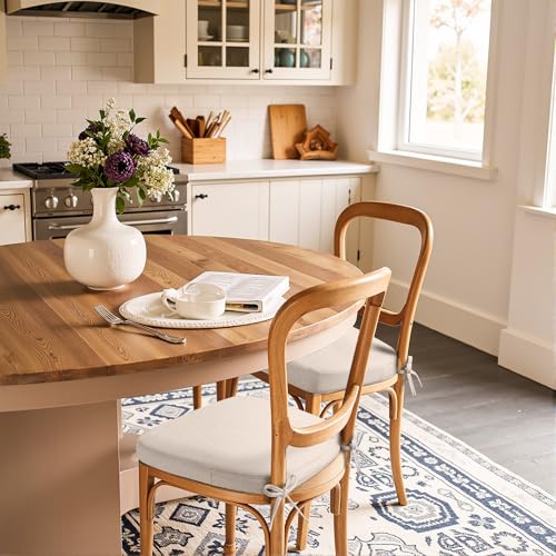Chair Cushions for Dining Chairs, D-Shaped Seat Cushions with Removable Washable Cover and Ties, Chair Pads for Kitchen, Indoor Dining Room, Patio Chairs, 17'' x 16'', Set of 4, Beige - Image 3