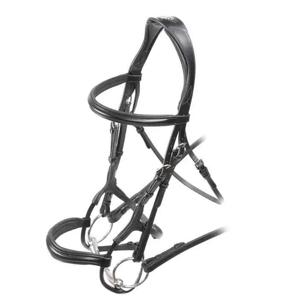 Velociti - Brida/Cabezada para Caballos Diseño Rodillo de Cuero (Pony) (Negro)