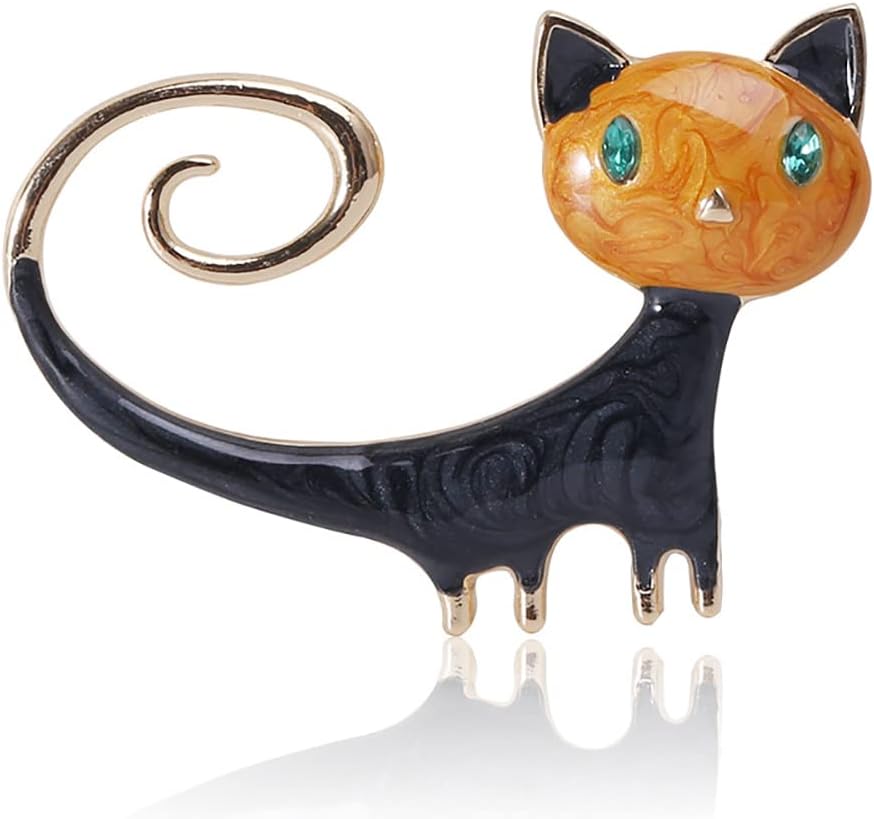 Fashion Cat Lapel Brooch Pin for Women Girls Cubic Zirconia Rhinestone Enamel Pet Animal Pin Clip Hat Scarves Sweater Dress Suit Jacket Brooches Pins Cute Jewelry Gifts Christmas