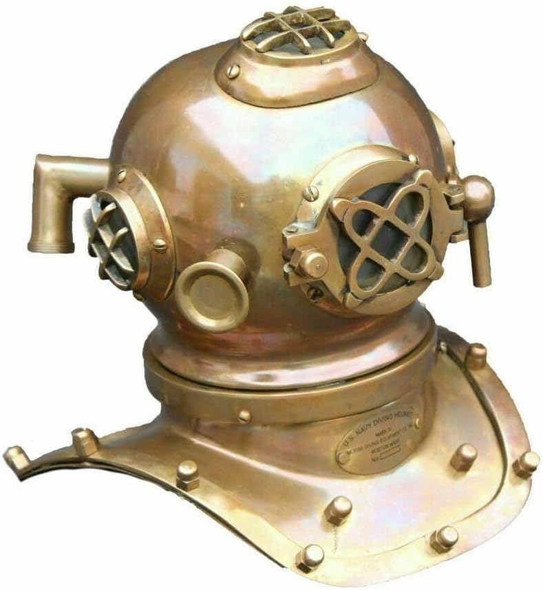 Maritime Mini Deep Sea Diving Helmet Scuba Divers Home Decor, Gold