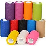 Self Adhesive Bandage Wrap 4 in x 5 Yds Vet Wrap for Horses Elastic Bandage for Ankle Wrist Athletic Tape Self Adherent Cohesive Bandage Wrap Sports Tape, 12 Pack