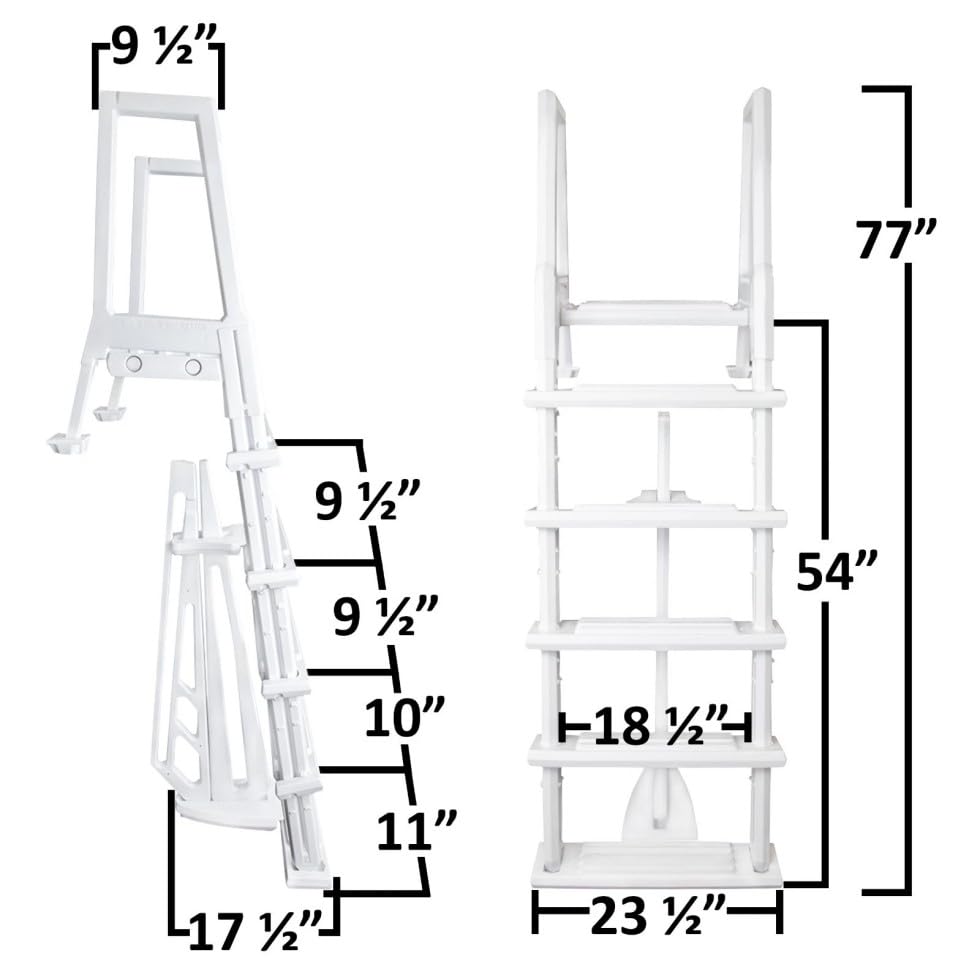 Escalera para piscina blanca resistente de resina - 77 pulg alto miniatura 6