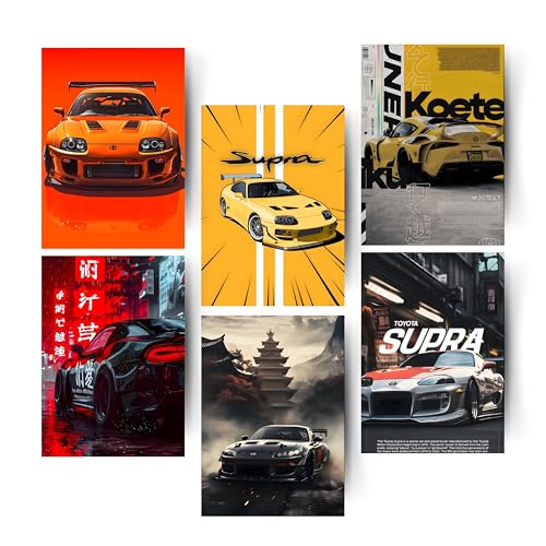Image of Posters Inc Sports Cars Posters for Wall A4 Size Aesthetic Setup 300 GSM Matte Paper Pack of 6 Automotice Motorsport Decor for Gaming Room, Bedroom, Home, Office & Living Room Glue Dots Included