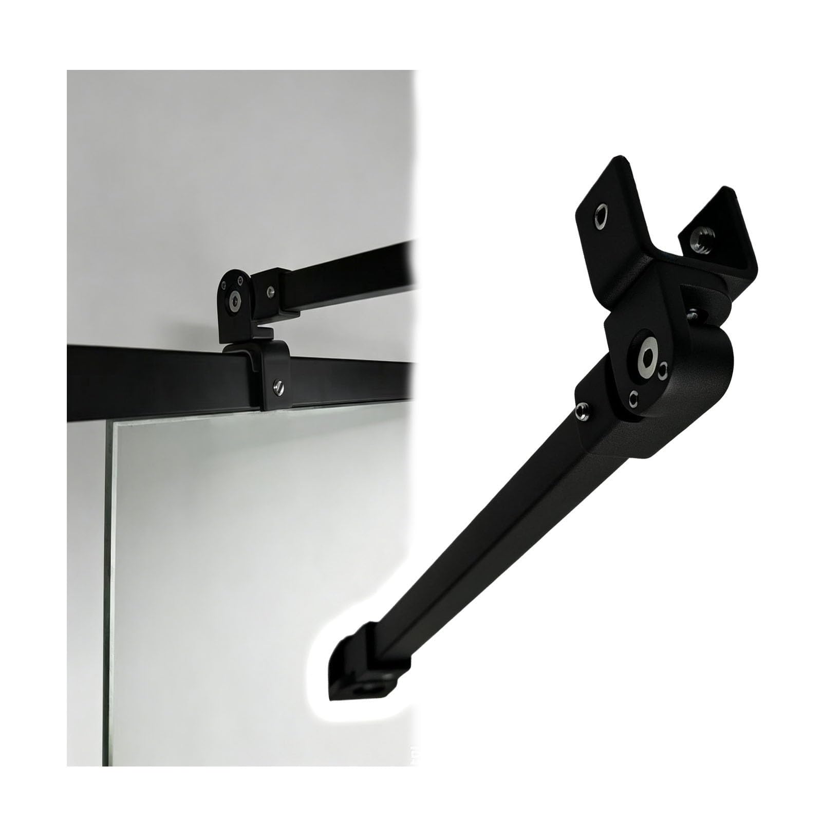 Wahhwf Matte Black 360° Rotation Frame Shower Door Support Rod, 19.7–47.2In Short Stainless Steel Glass-To-Wall Stabilizer Bar For 0.5-0.8In(13-20Mm) Frameless Glass Panels(47.2In/120Cm)