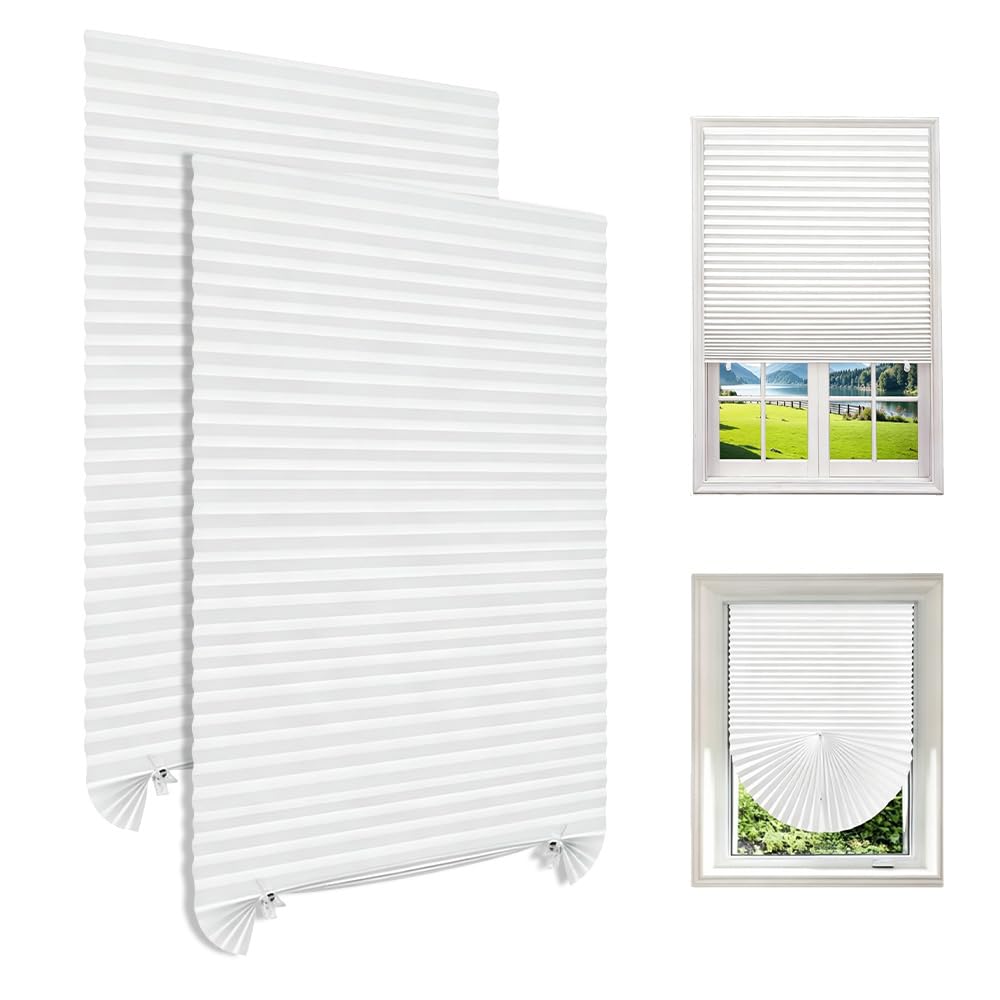Mbuaopa White 2 Pack Temporary Blinds For Windows, 60X150cm Temporary Blackout Blinds, No Drill Blinds Blackout Curtains For Bedroom Kitchen Bathroom Windows Bedroom, Nursery, Loft, Travel Rv Car,