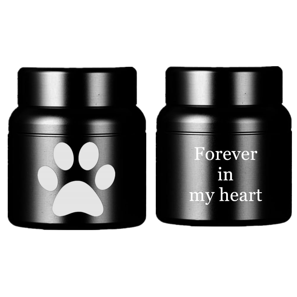 ForeverWill Personalised Small Pet Cremation Urn for Dog Cat Ashes, Memorial Paw Print Funeral Urns with Custom Name Date Engraved Animal Urn for Pets Keepsake Ashes Holder, Forever in My Heart