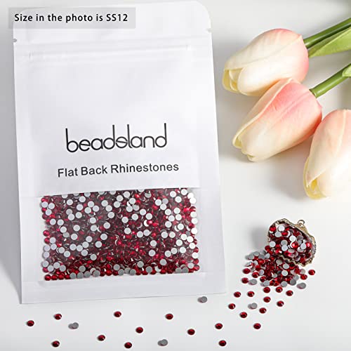 Image of Beadsland Flat Back Crystal Rhinestones Round Gems for Nail Art and Craft Glue Fix, Siam, 3.0-3.2mm, SS12 /1440pcs