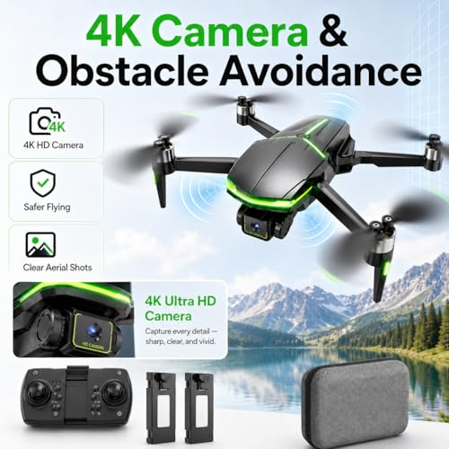 Seconda immagine Drone con Telecamera 4K per Bambini e Adulti, Mini FPV Droni con Motore Brushless/45min di Volo/Avvio One-Key/Controllo Gesto, Giocattoli Regalo per Bambini compleanni Natale, Meno di 249g