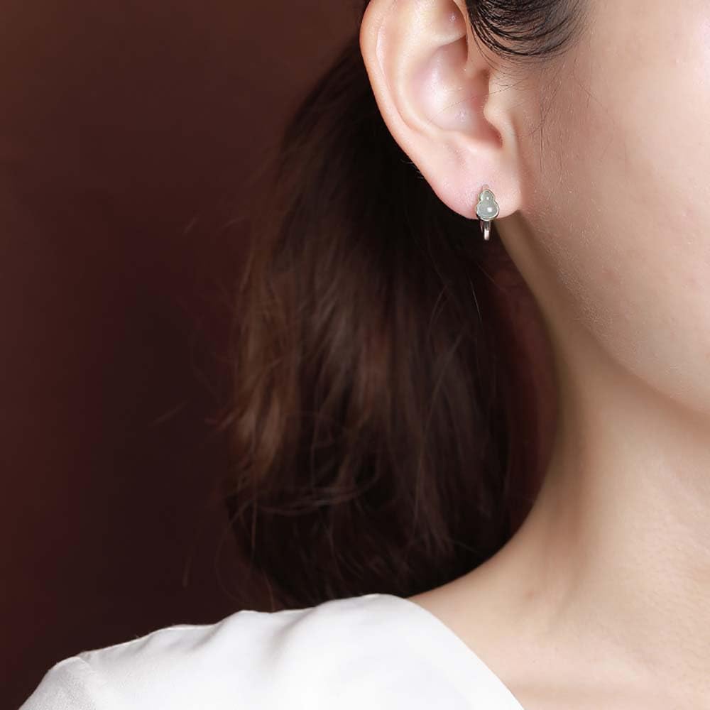 Orecchini,Orecchini pendenti,Orecchini in giada in argento sterling 925,Orecchini a clip Piccoli orecchini a cerchio Zucche Orecchini con pietre preziose for donne Uomini Regali