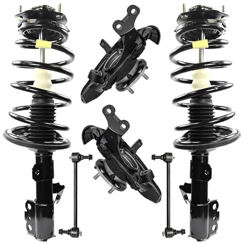 Image of Detroit Axle - Front Steering Knuckles & Wheel Hub Bearings Struts Sway Bars Kit Replacement for Lexus RX350 RX450h Toyota Highlander
