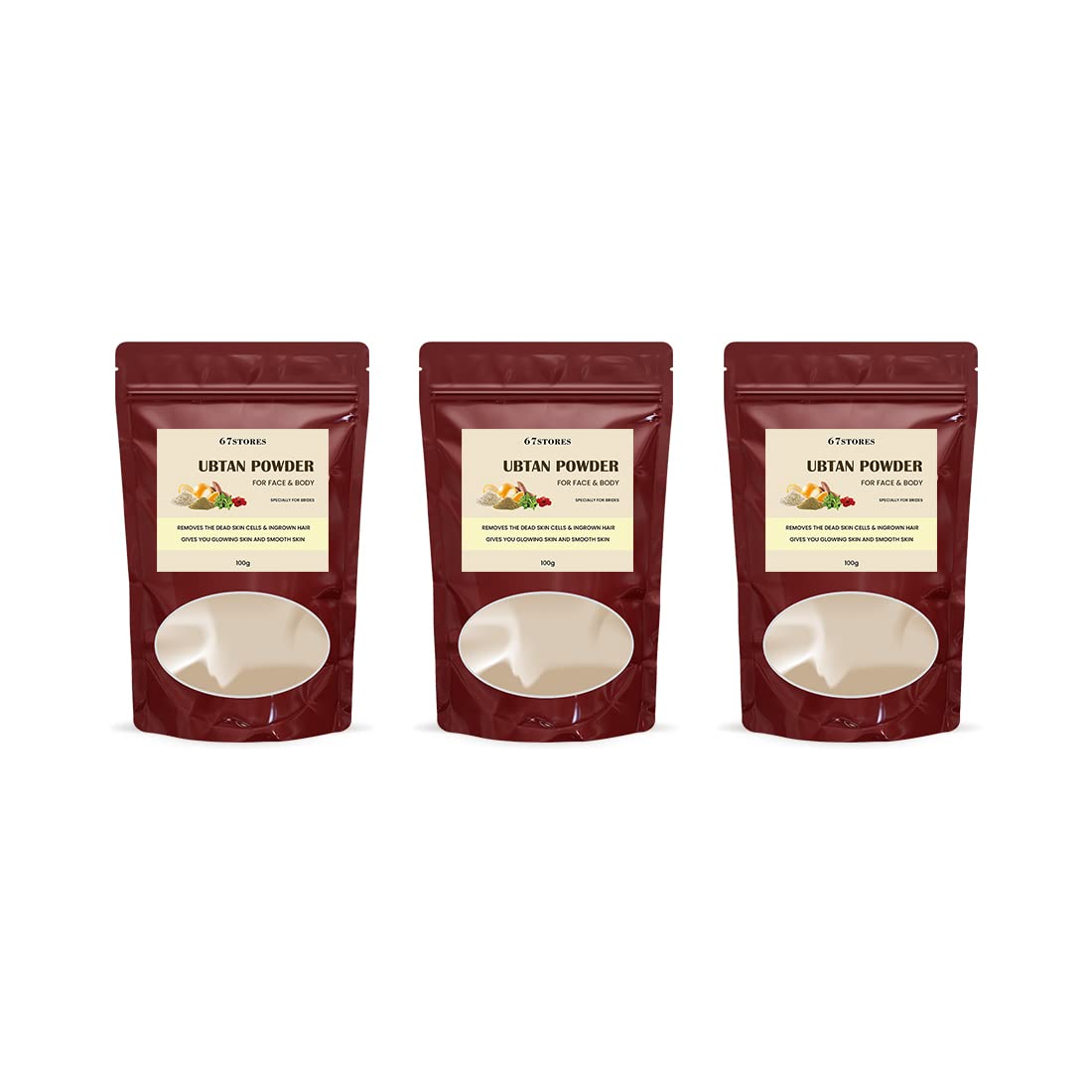 67 Stores Get Glowing Skin with Our Natural Ubtan Powder Face and Body Scrub with D-Tan Removal 100g Pack of 3