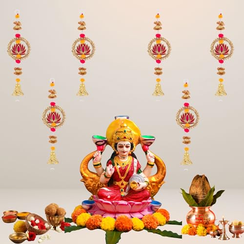Image of Prapti Handicrafts Handmade Traditional Lotus Wall and Door Hanging for Home | Diwali Decor | Wedding and All Festival Decoration | Decorative Items for Pooja Room Mandir Pack of 2